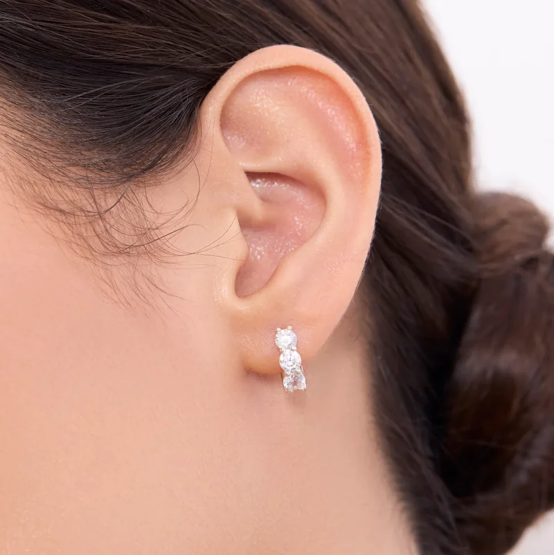 Náušnice TRIO cubic zirconia bílé 1ks