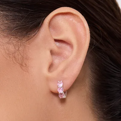 Náušnice TRIO cubic zirconia růžové 1ks