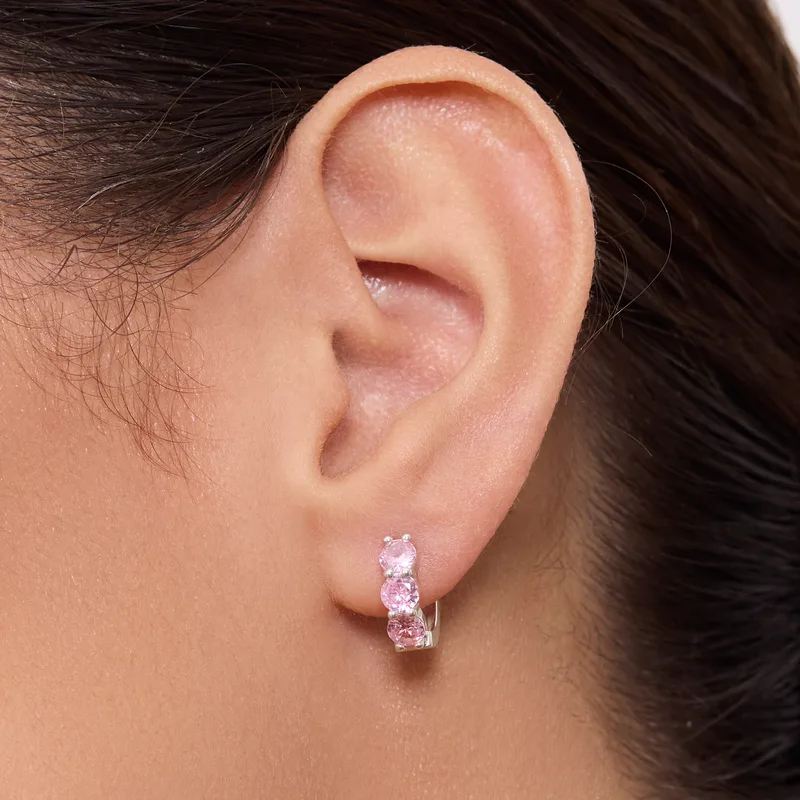 Náušnice TRIO cubic zirconia růžové 1ks