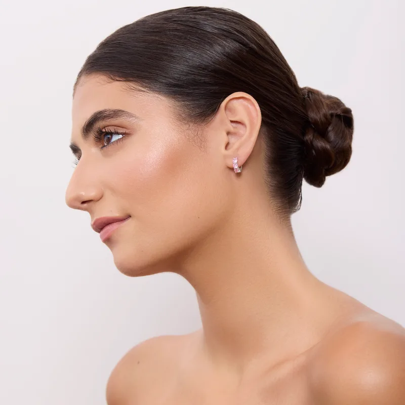 Náušnice TRIO cubic zirconia růžové 1ks