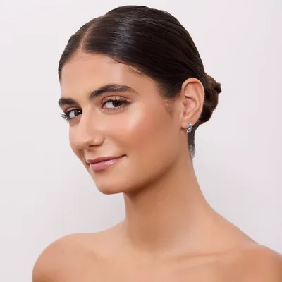 Náušnice TRIO cubic zirconia světle modrá 1ks