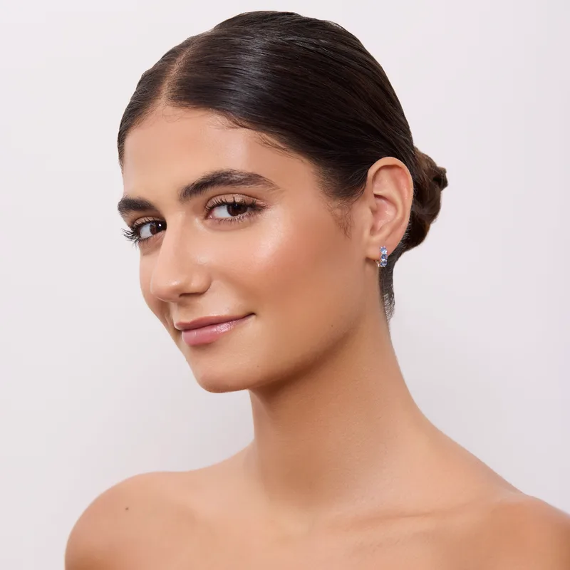 Náušnice TRIO cubic zirconia světle modrá 1ks