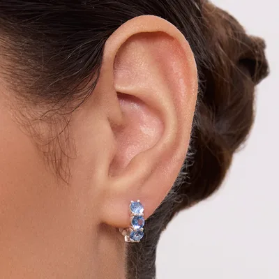 Náušnice TRIO cubic zirconia světle modrá 1ks