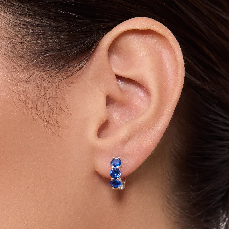 Náušnice TRIO cubic zirconia modrá 1ks