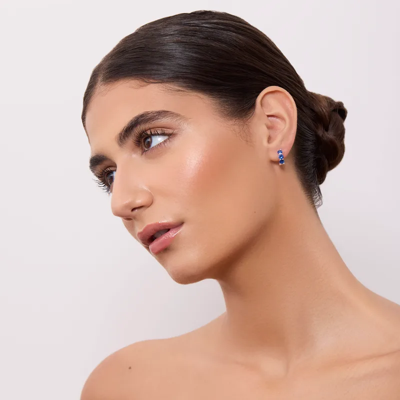 Náušnice TRIO cubic zirconia modrá 1ks
